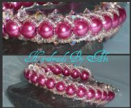 Raspberry & Crystal Flat Spiral Rope Bracelet